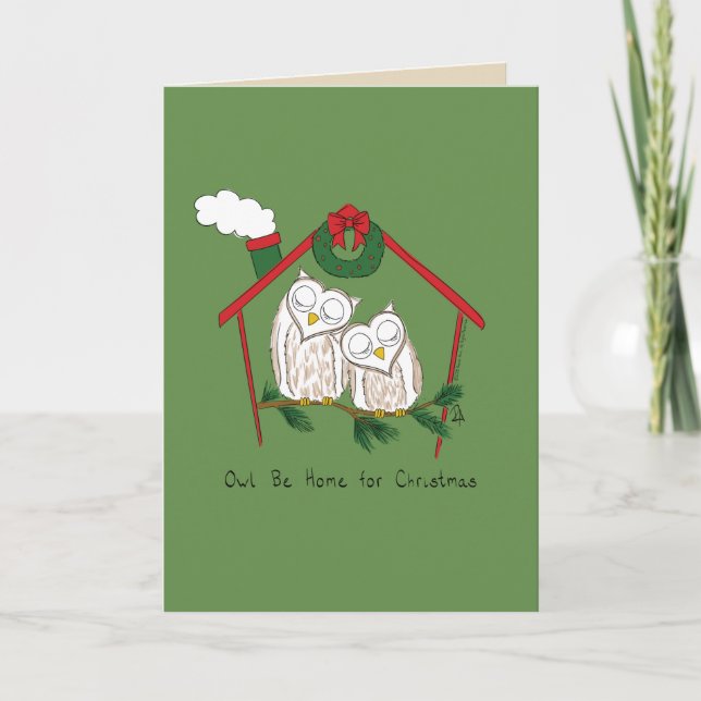 Ugglor jul söta roliga högtider kort (Framsida)