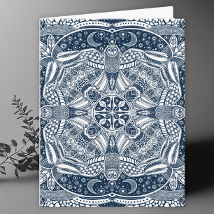 Ugglor Mandala Konst Blank Tack Kort