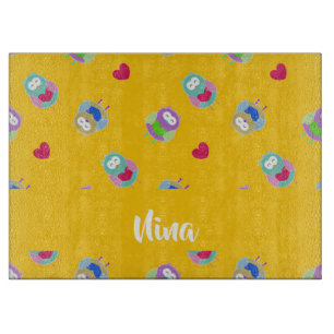 Ugglor med hjärtan på orange