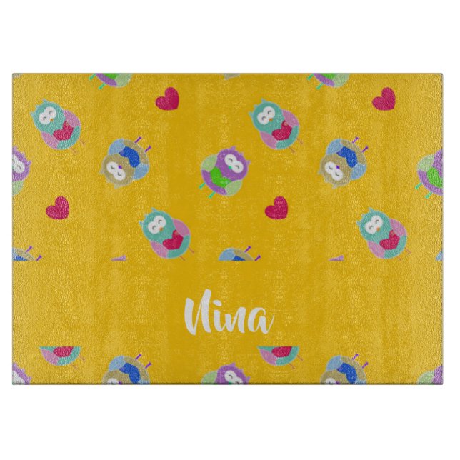 Ugglor med hjärtan på orange (Framsidan)