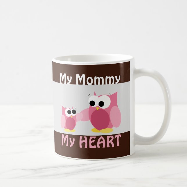 Ugglor - Min Mamma, HJÄRTA - Mors dag Mugg (Höger)