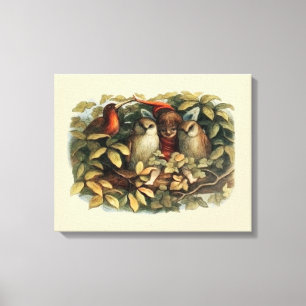 Ugglor och älva-féer Naturillustration Canvastryck