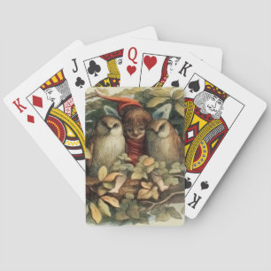 Ugglor och älva-féer Naturillustration Casinokort