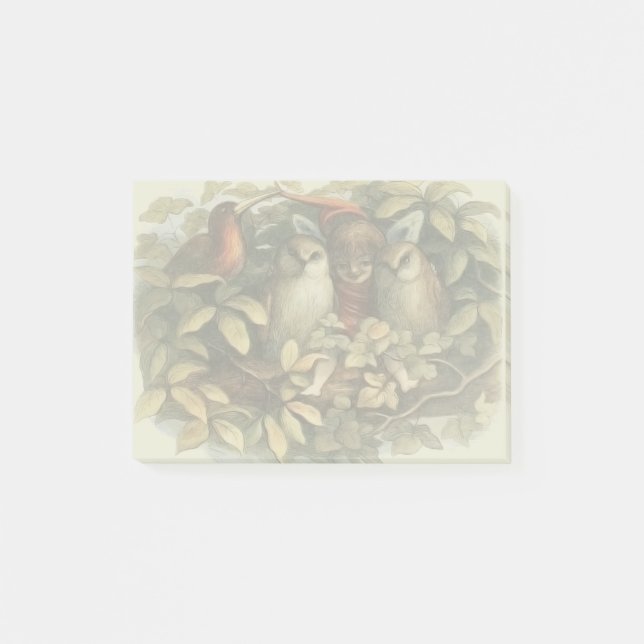 Ugglor och älva-féer Naturillustration Post-it Block (Framsida)