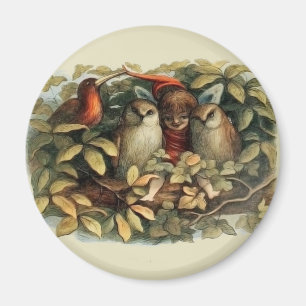 Ugglor och älva-féer Naturrik illustration Magnet