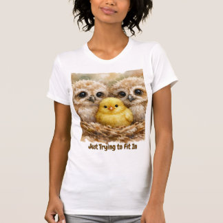 Ugglor och kyckling T-shirt som kan anpassas