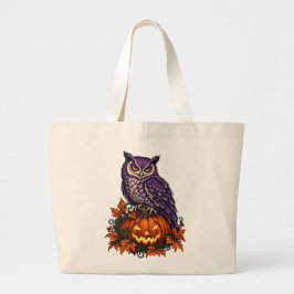 Ugglor och pumpor Vintage Halloween-handväska Jumbo Tygkasse