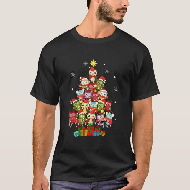 Ugglor Träd Fula Fåglar Firar T Shirt (Framsida)
