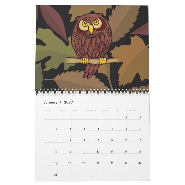 Ugglteckning Kalender (Jan 2027)