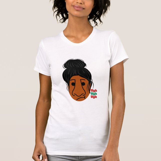 Ugh Ansikte Funny Expression Tecknad Design T Shirt (Framsida)