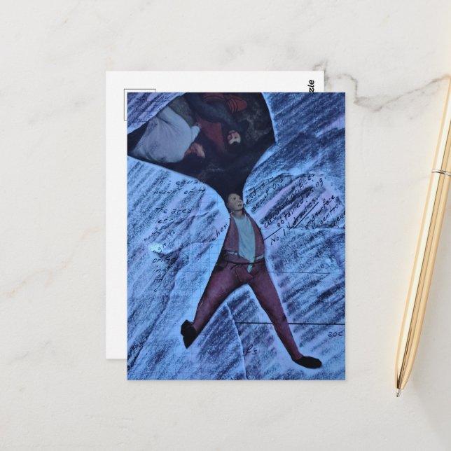 Ugh Computation Math Mixed Media Collage Vykort (Fram/Back In Situ)