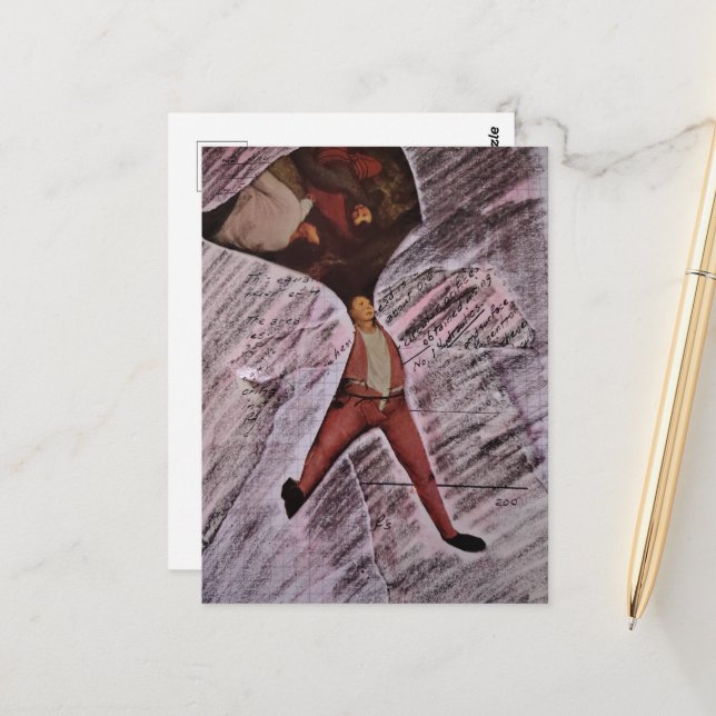 Ugh MAth Mixed Media Collage Vykort (Fram/Back In Situ)