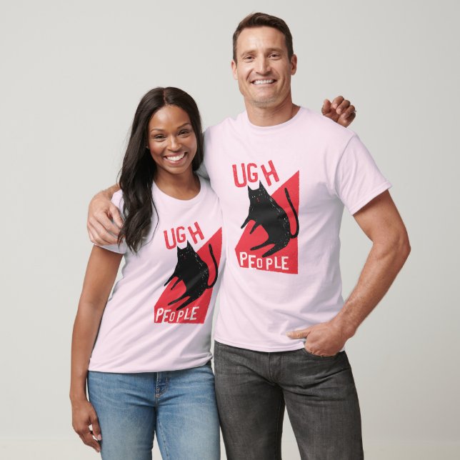 Ugh People Black Cat T Shirt (Unisex)