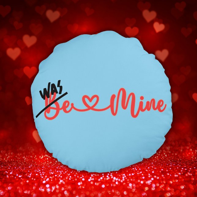 Ugh Valentine's - var min i blått | Rund Kudde (Skapare uppladdad)