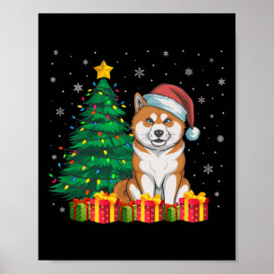 Ugly Akita Inu Santa Hat jul Ljus Hund Kärlek Poster