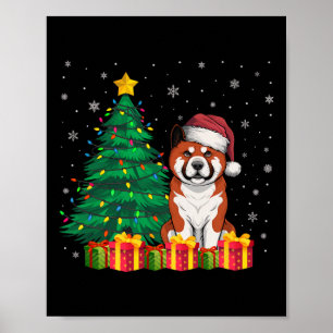 Ugly Akita Santa Hat jul Ljus Hund älskare Xm Poster