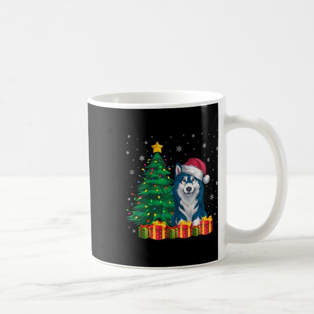 Ugly Alaska Klee Kai Santa Hat jul Ljus D Kaffemugg (Höger)