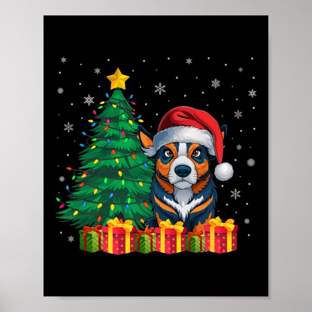 Ugly Australian Cattle Santa Hat jul Ljus Poster (Framsidan)