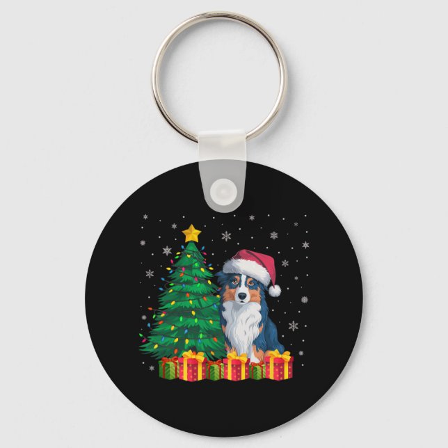 Ugly Australian shepherd Santa Hat-julljus Nyckelring (Framsida)