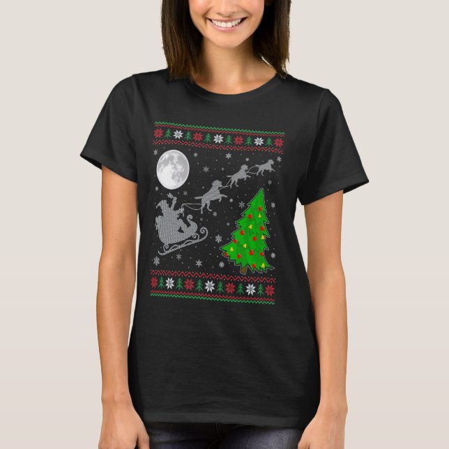 Ugly Black Labrador Hund Julafton Santa Riding Bla T Shirt (Framsida)