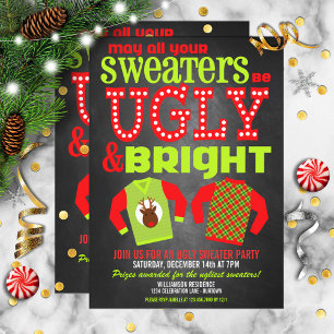 Ugly & Bright Jul Sweaters Party-inbjudan Inbjudningar