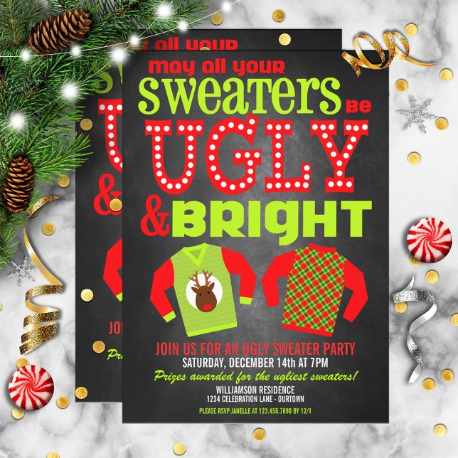Ugly & Bright Jul Sweaters Party-inbjudan Inbjudningar (Skapare uppladdad)
