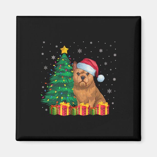 Ugly Brussels Griffon Santa Hat jul Ljus D Magnet (Framsidan)