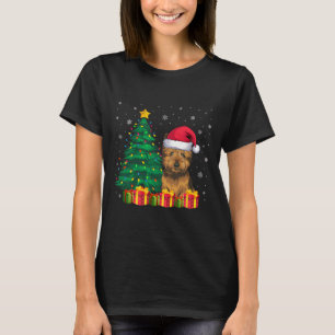 Ugly Cairn Terrier Santa Hat jul Ljus Hund T Shirt