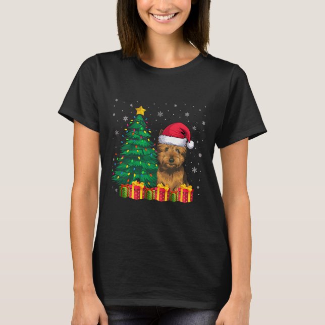 Ugly Cairn Terrier Santa Hat jul Ljus Hund T Shirt (Framsida)