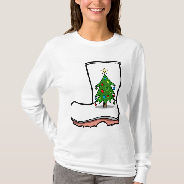 Ugly Cajun Julsötare Shrimping Boots T Shirt (Framsida)