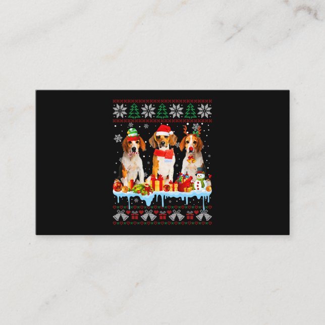Ugly Christmas Beagle Dog Santa Xmas Dog Costume 7 Visitkort (Framsida)