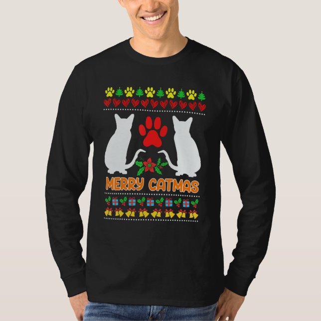 Ugly Christmas cats T Shirt (Framsida)