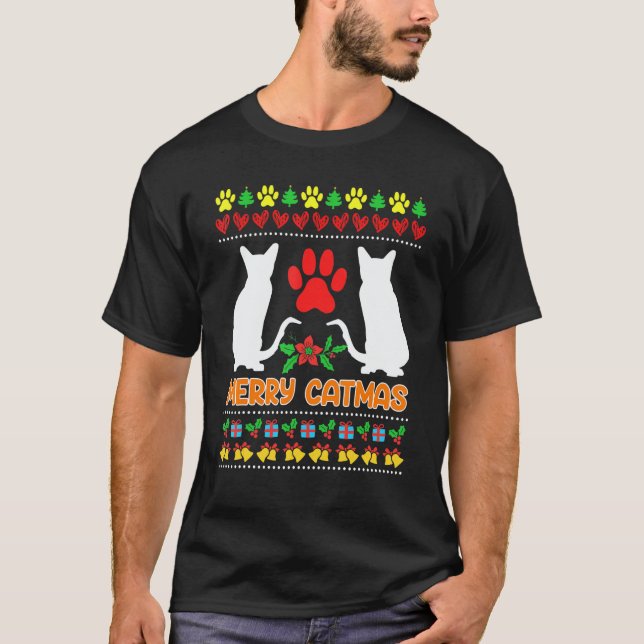 Ugly Christmas cats T Shirt (Framsida)