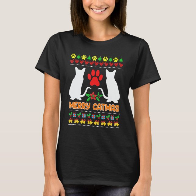 Ugly Christmas cats T Shirt (Framsida)