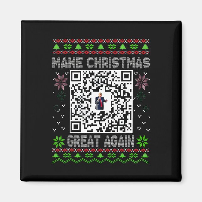 Ugly Christmas Funny Qr President Trump Dance Code Magnet (Framsidan)