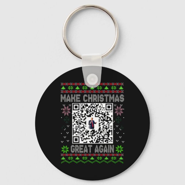 Ugly Christmas Funny Qr President Trump Dance Code Nyckelring (Framsida)