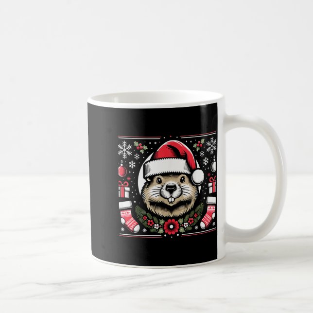 Ugly Christmas Groundhog  Kaffemugg (Höger)