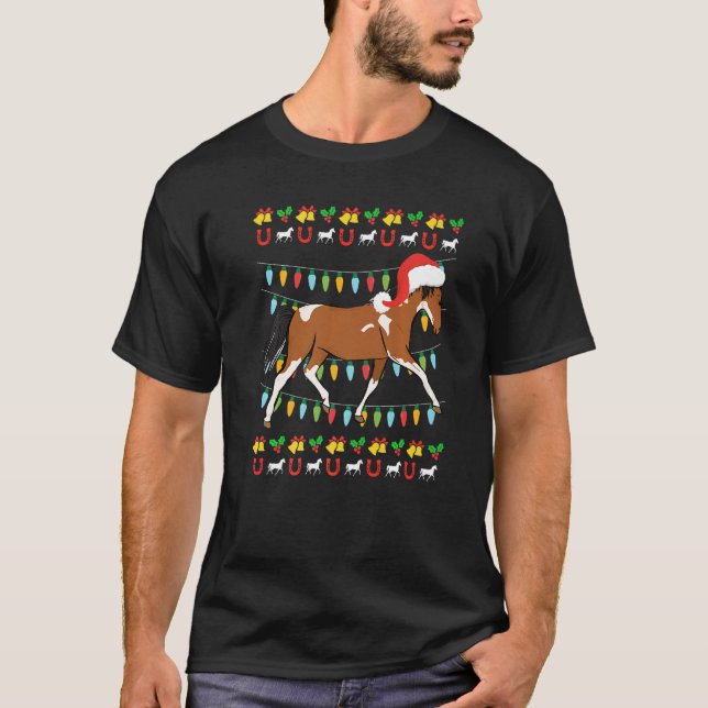 Ugly Christmas horse rider equestrian Christmas T Shirt (Framsida)