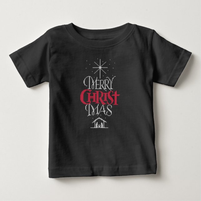 Ugly CHRISTmas Knitten Sweater Religiösa CHRIST Tee Shirt (Framsida)