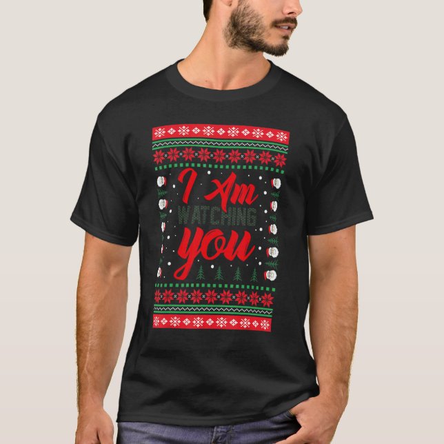 Ugly Christmas pajamas I'm Watching You Meme Ugly  T Shirt (Framsida)