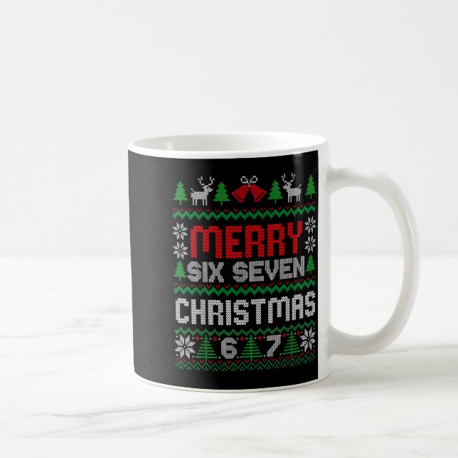 Ugly Christmas Sweater 67 Six Seven 6 7 Meme Funny Kaffemugg (Höger)