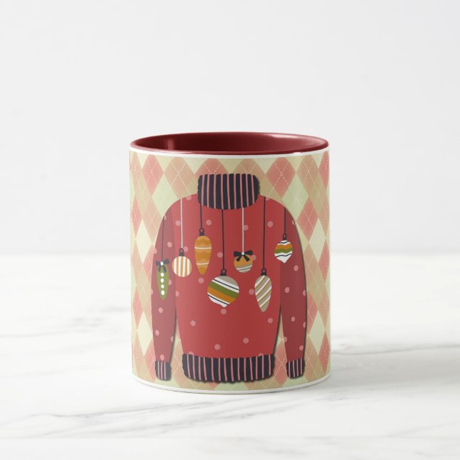Ugly Christmas Sweater Art Mug Red Mugg (Center)