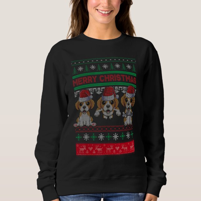 Ugly Christmas Sweater Beagle Cute Beagle Santa Ha T Shirt (Framsida)