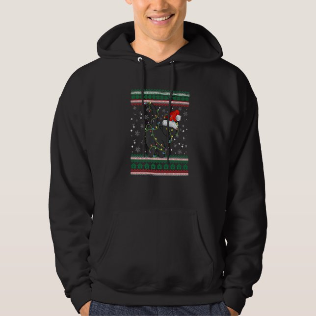 Ugly Christmas Sweater Cat Santa Hoodie (Framsida)
