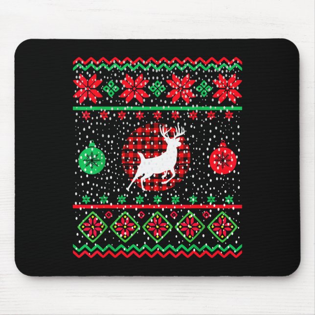 Ugly Christmas Sweater Design Plaid Reindeer  Musmatta (Framsidan)