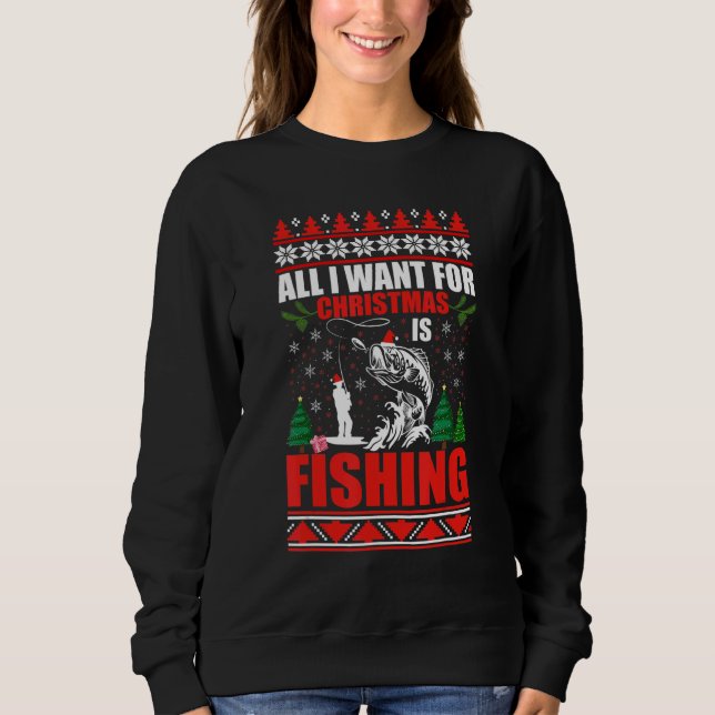 Ugly Christmas Sweater Fishing Cute Fishing Santa  T Shirt (Framsida)