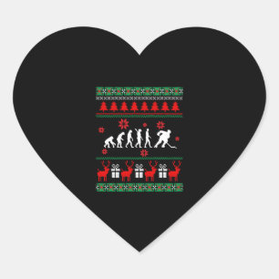 Ugly christmas Sweater Hockey julafton Gift Presen Hjärtformat Klistermärke