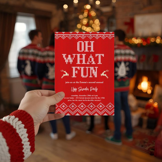 Ugly Christmas Sweater Holiday Party Invitation Inbjudningar (Skapare uppladdad)