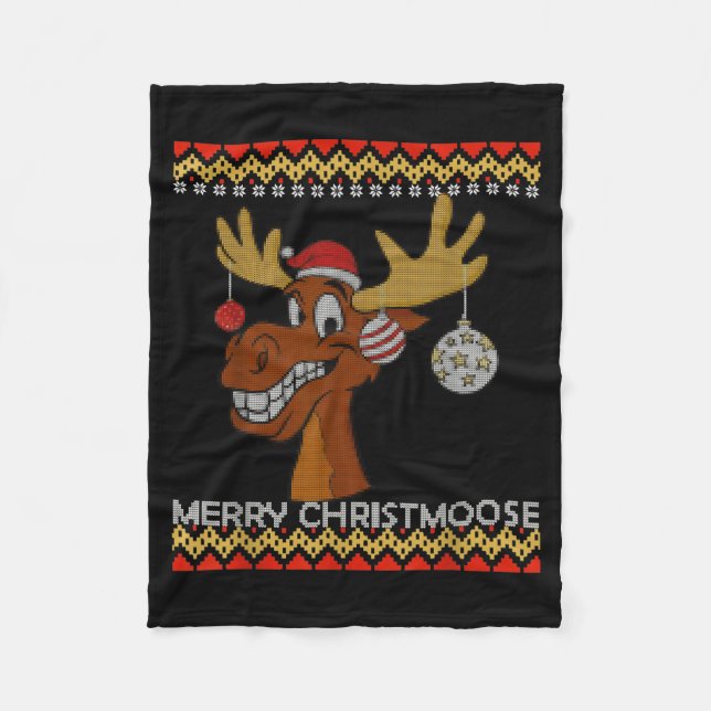 Ugly Christmas Sweater I Merry Christmoose Funny M Fleecefilt (Framsidan)