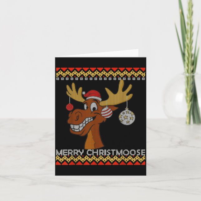 Ugly Christmas Sweater I Merry Christmoose Funny M Kort (Framsida)